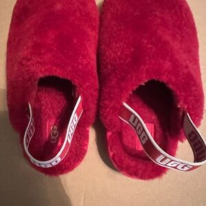 UGG Plush Red Slippers